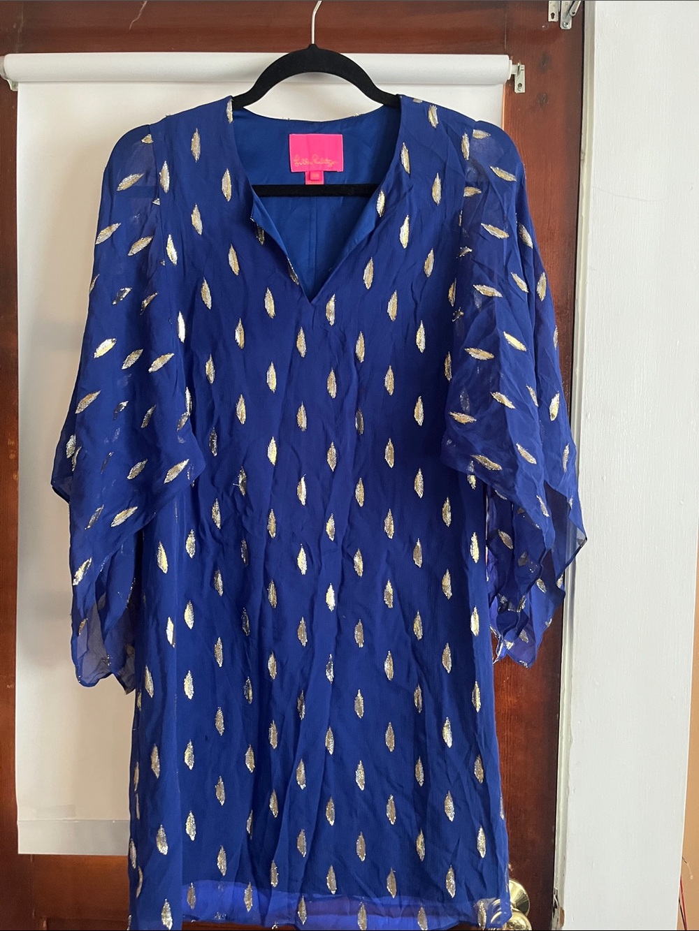 Lilly Pulitzer Royal Blue Mini Dress with Gold Leaf Motif